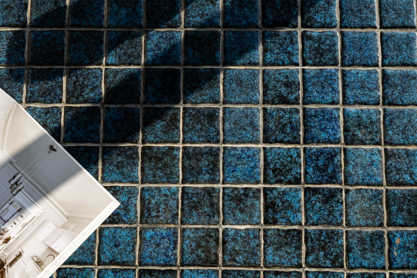 丹麥 柚木 藍色 馬賽克磁磚 邊桌 OLDANMARK