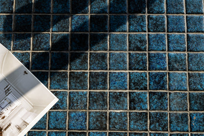 丹麥 柚木 藍色 馬賽克磁磚 邊桌 OLDANMARK