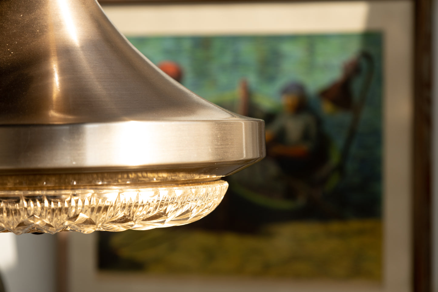 丹麥 復古 黃銅 壓花玻璃吊燈 OLDANMARK