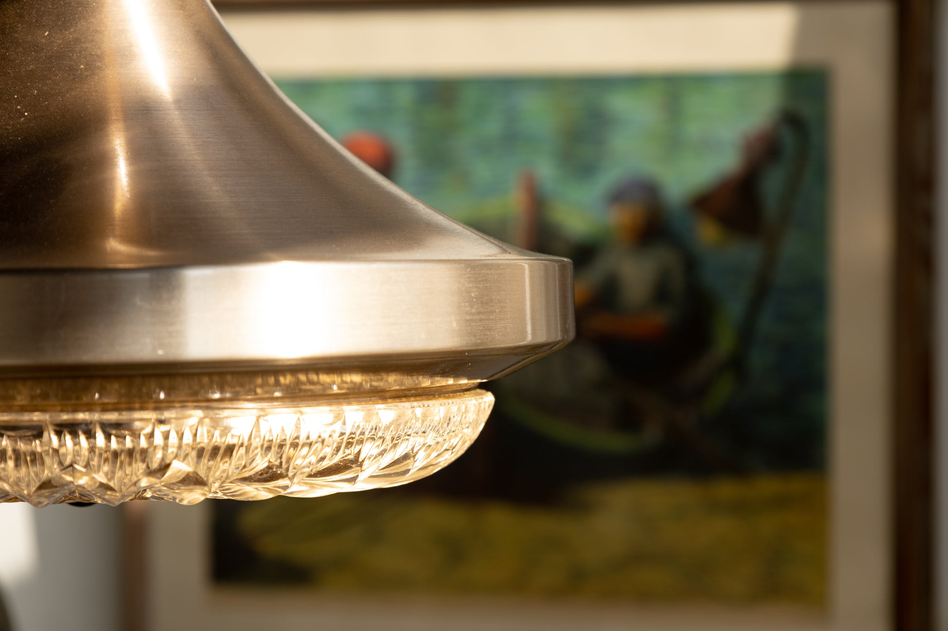 丹麥 復古 黃銅 壓花玻璃吊燈 OLDANMARK