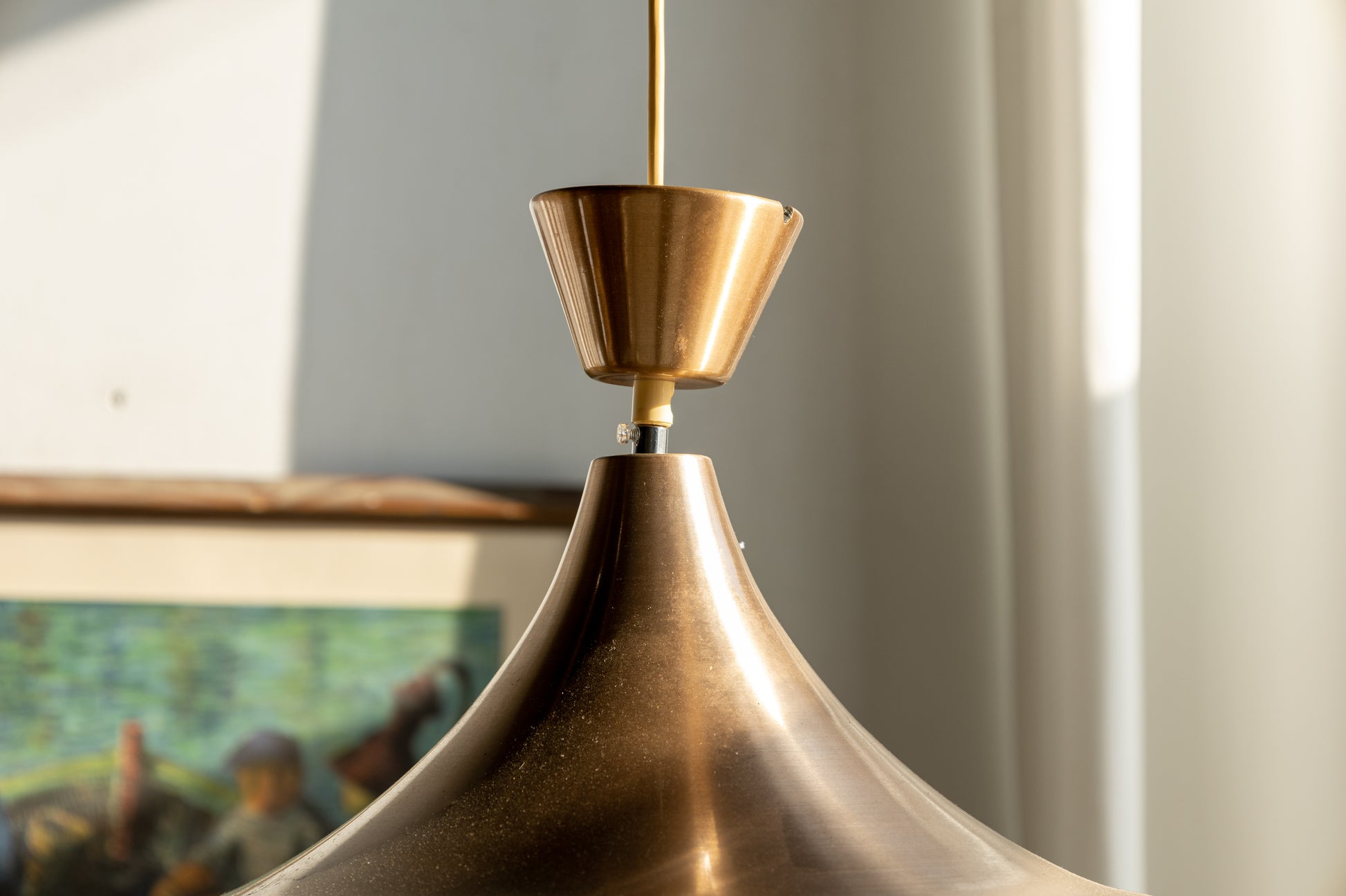 丹麥 復古 黃銅 壓花玻璃吊燈 OLDANMARK