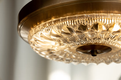 丹麥 復古 黃銅 壓花玻璃吊燈 OLDANMARK