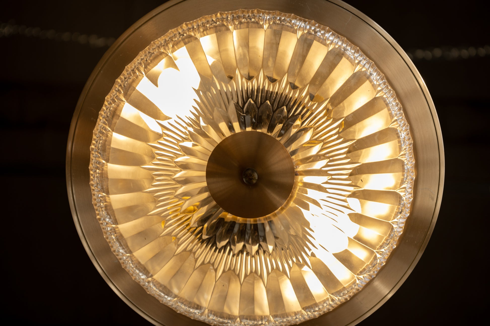 丹麥 復古 黃銅 壓花玻璃吊燈 OLDANMARK