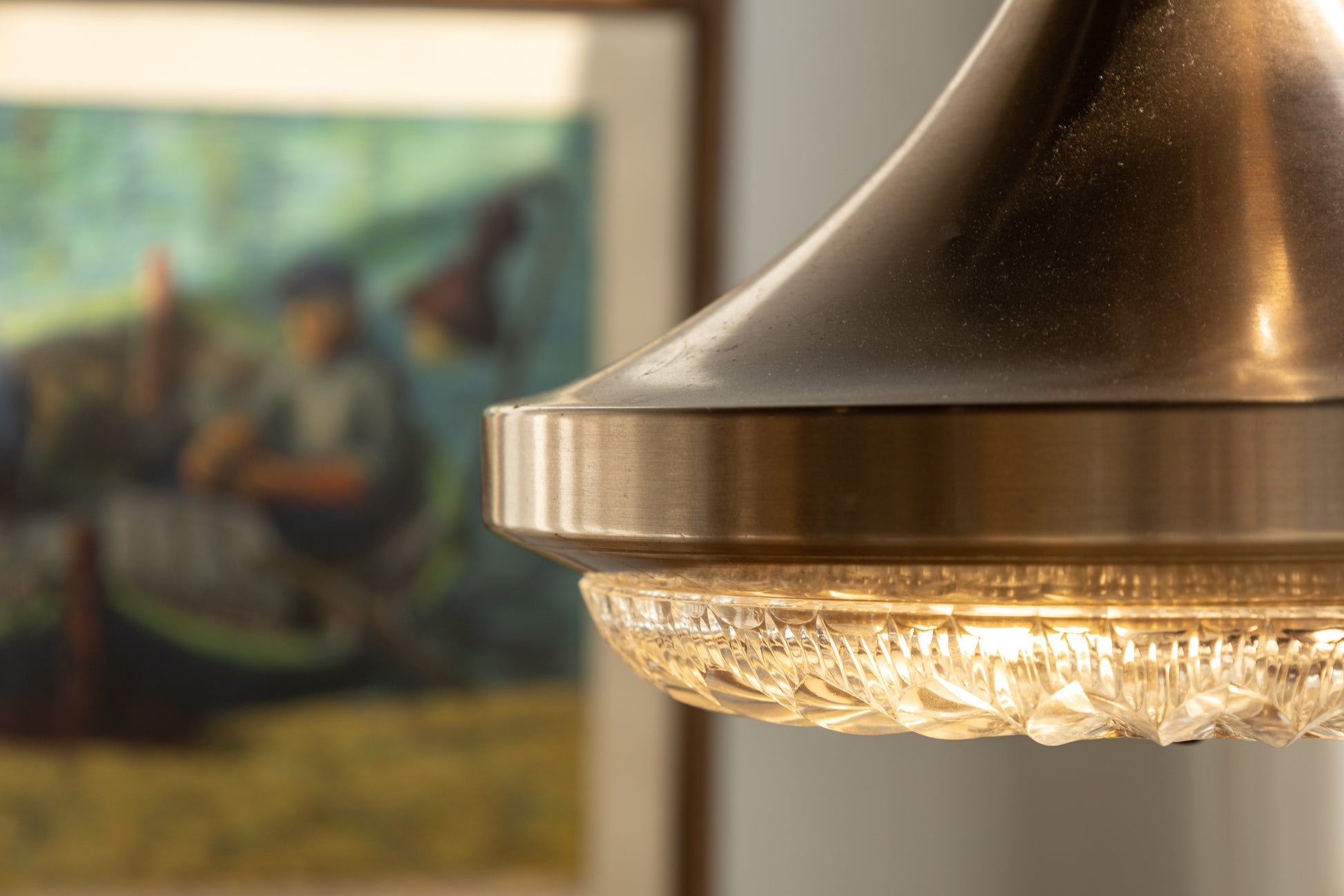 丹麥 復古 黃銅 壓花玻璃吊燈 OLDANMARK