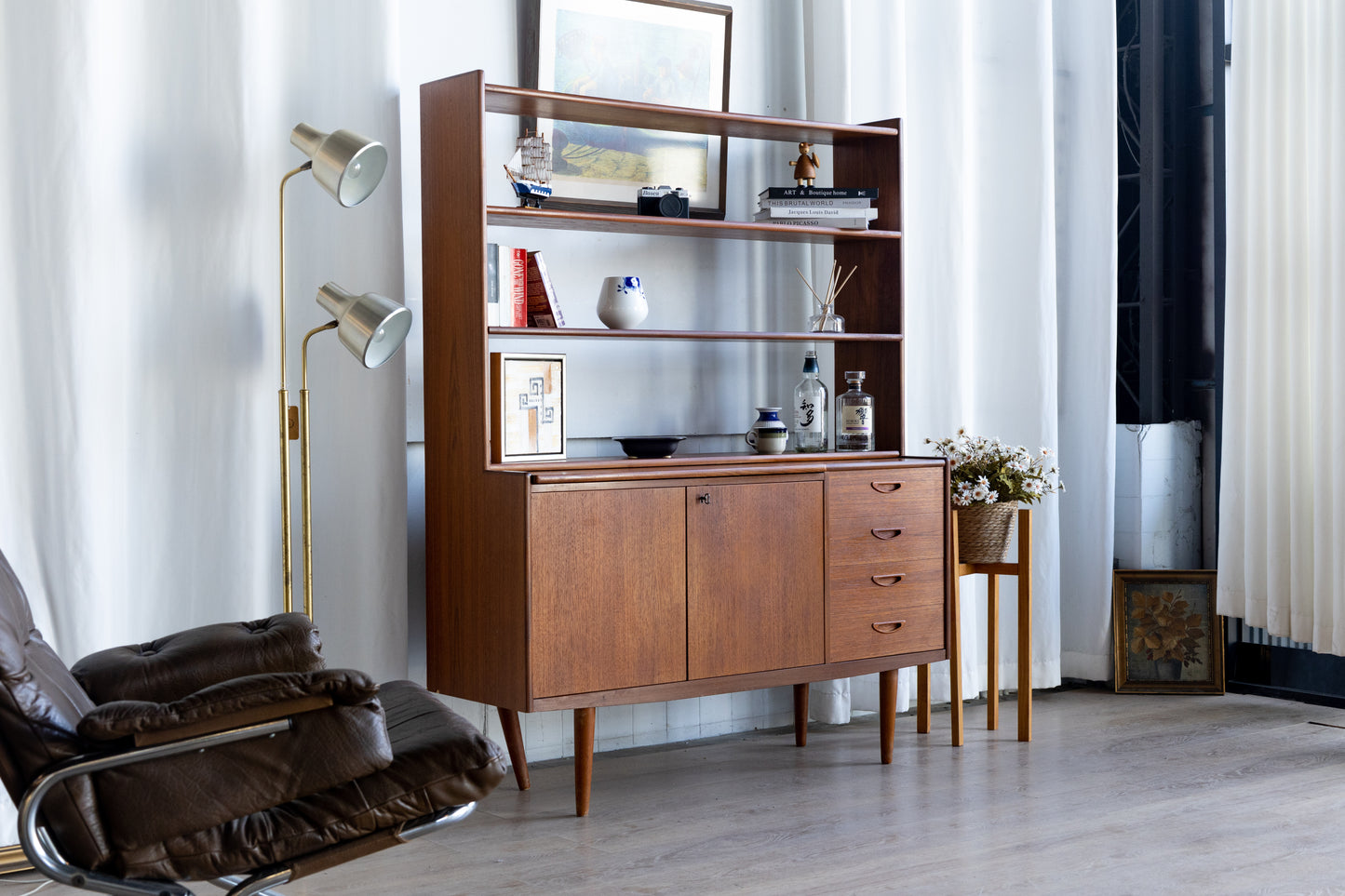 丹麥 柚木單門 四抽 書櫃 OLDANMARK