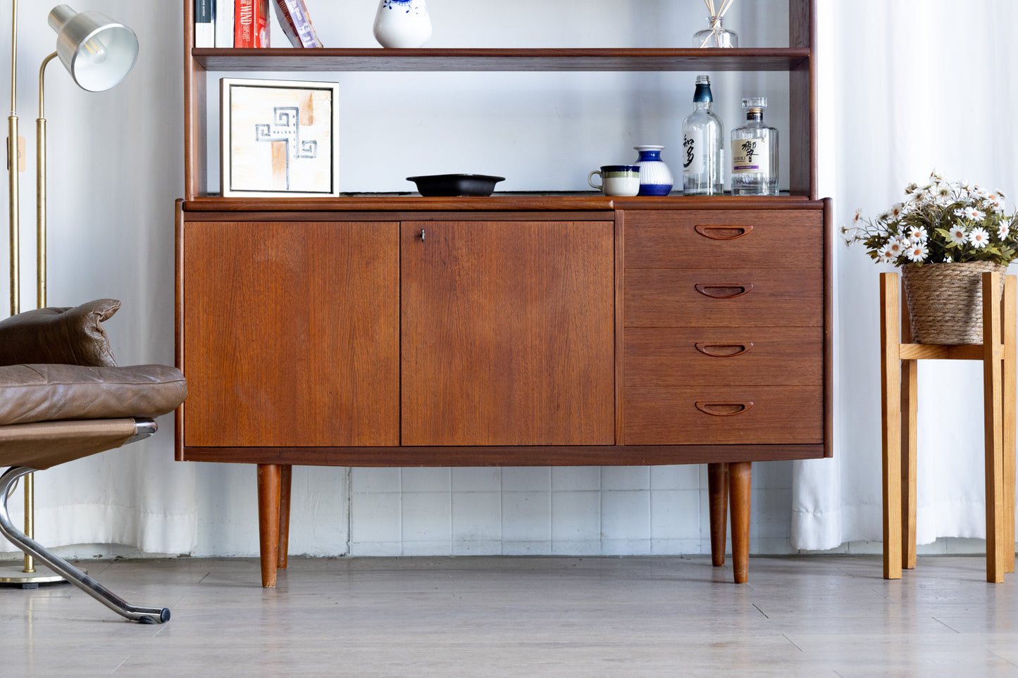 丹麥 柚木單門 四抽 書櫃 OLDANMARK