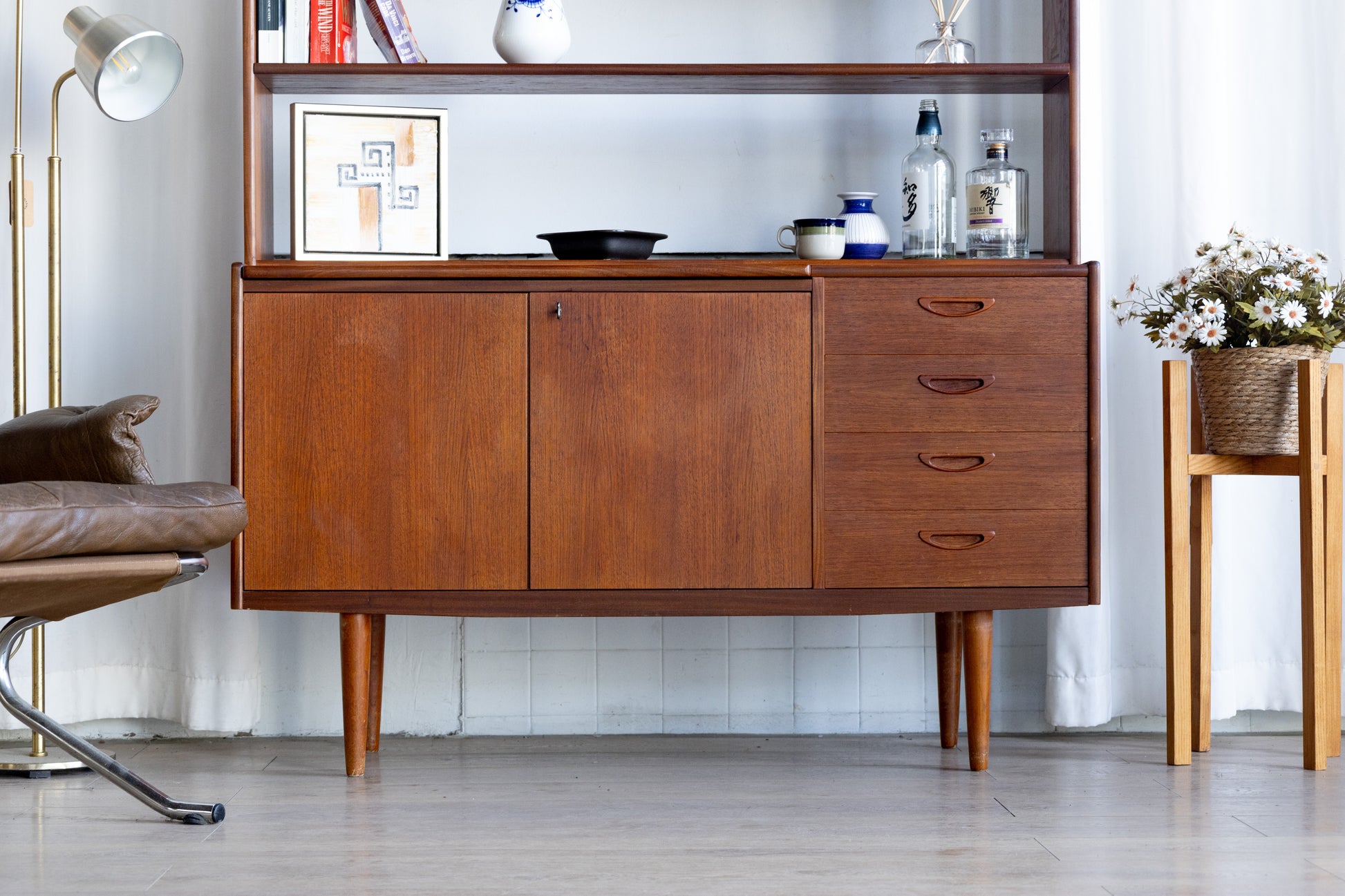 丹麥 柚木單門 四抽 書櫃 OLDANMARK