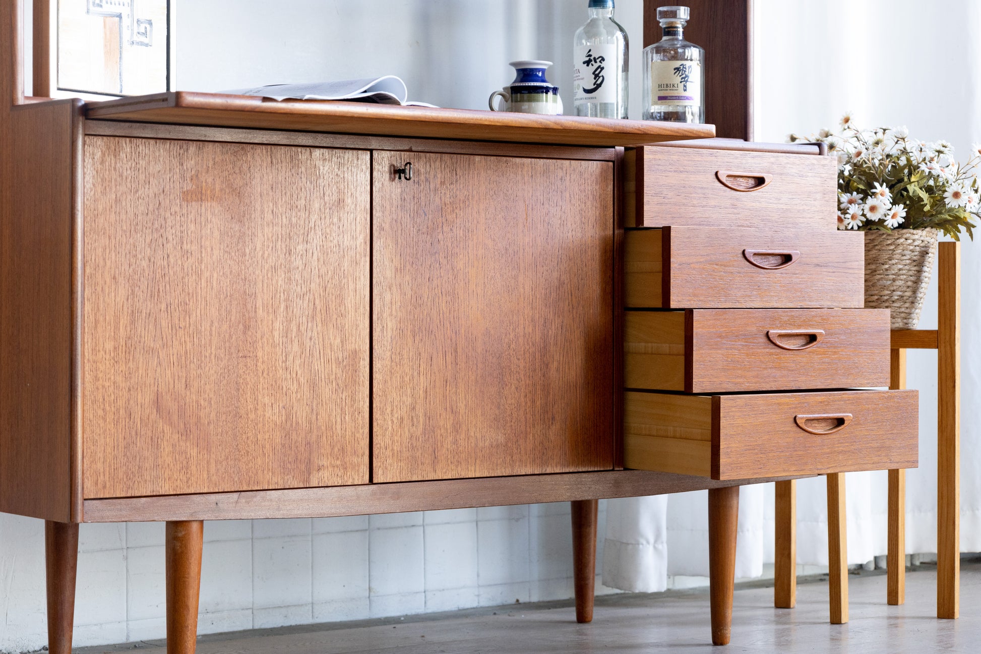 丹麥 柚木單門 四抽 書櫃 OLDANMARK