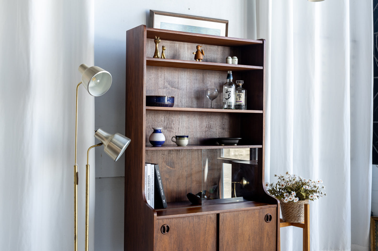 丹麥 玫瑰木 玻璃滑門 雙門 高櫃 OLDANMARK