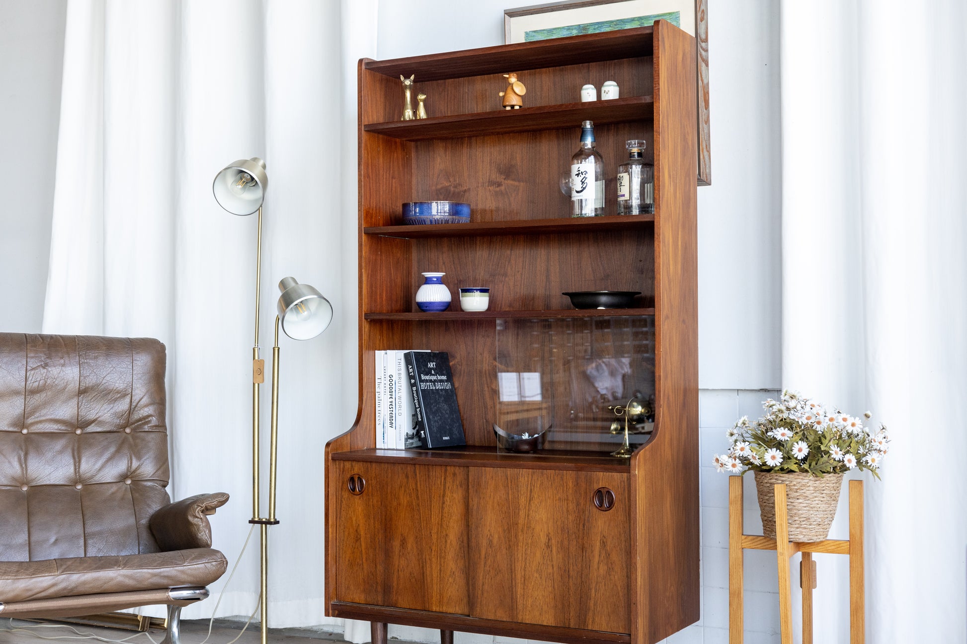 丹麥 玫瑰木 玻璃滑門 雙門 高櫃 OLDANMARK