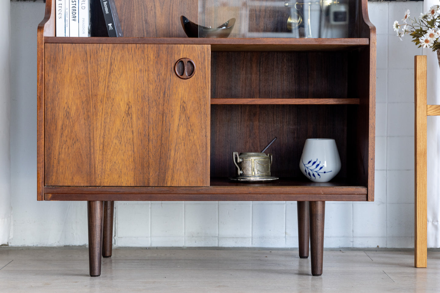 丹麥 玫瑰木 玻璃滑門 雙門 高櫃 OLDANMARK