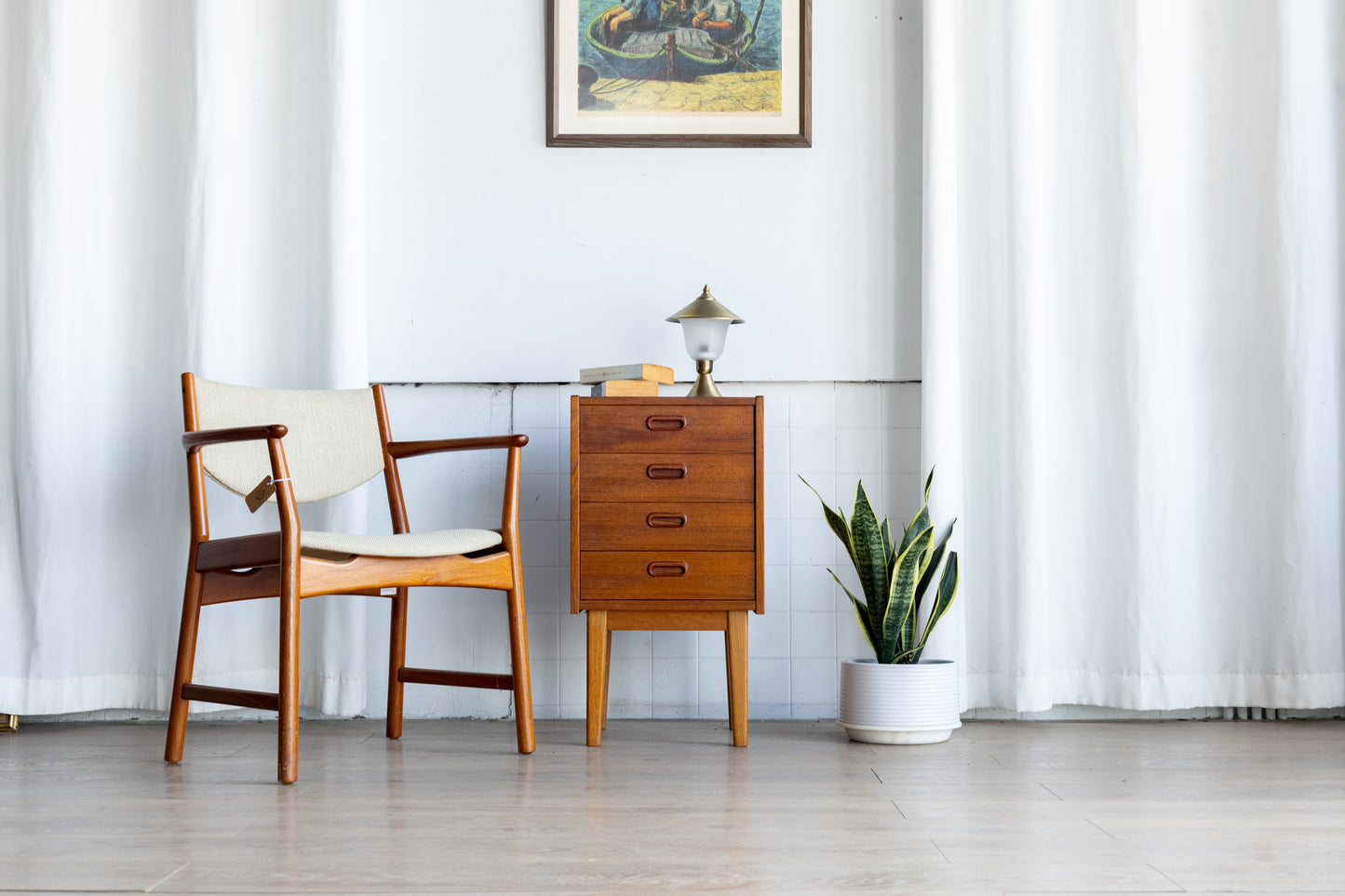 瑞典 中世紀 柚木 四抽 床頭櫃 OLDANMARK