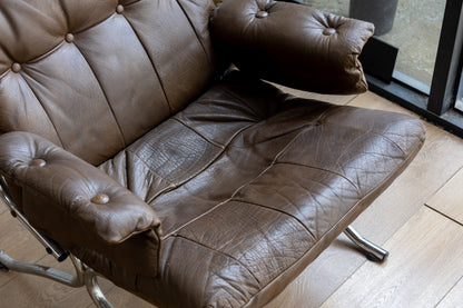 丹麥 現代風 鋼管 皮革 高背休閒椅 OLDANMARK