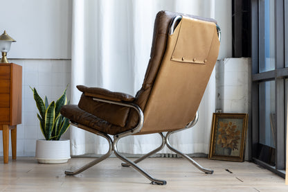 丹麥 現代風 鋼管 皮革 高背休閒椅 OLDANMARK