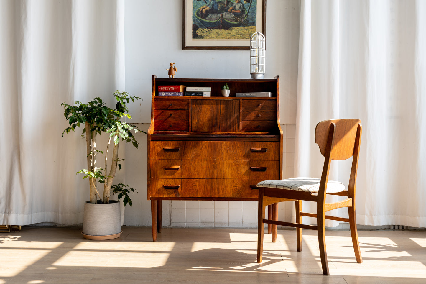 丹麥 玫瑰木 多功能 化妝 寫字櫃 OLDANMARK