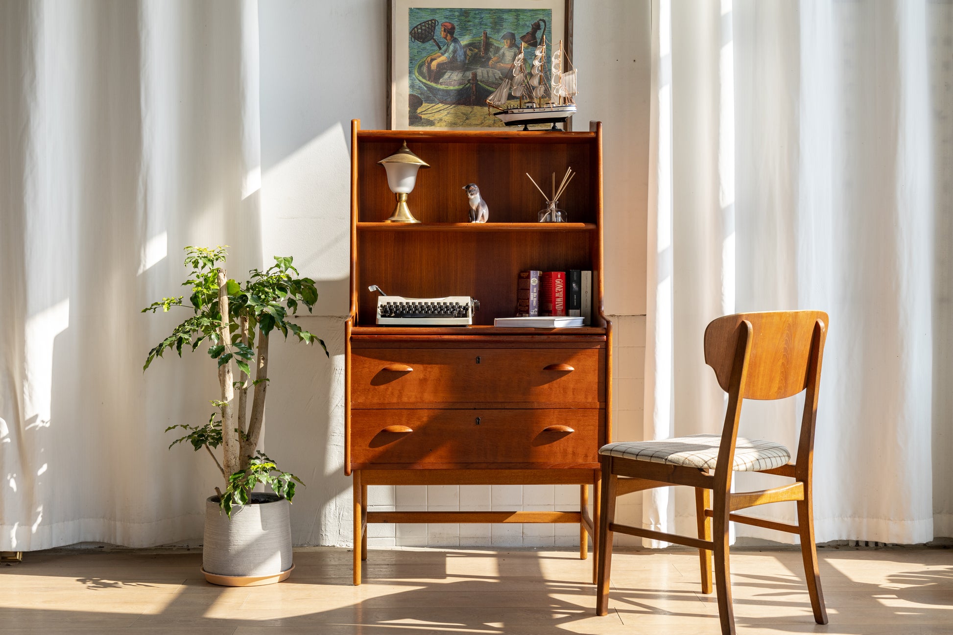 丹麥 現代風 柚木 雙層 寫字櫃 OLDANMARK