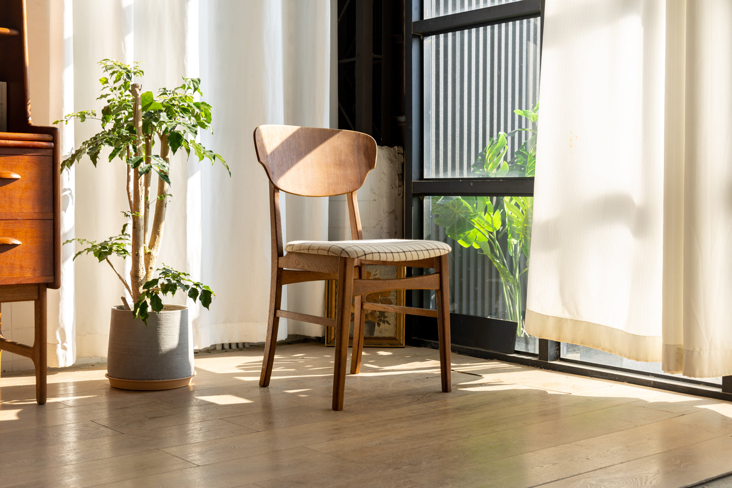 丹麥 中世紀 柚木 格紋 餐椅 OLDANMARK