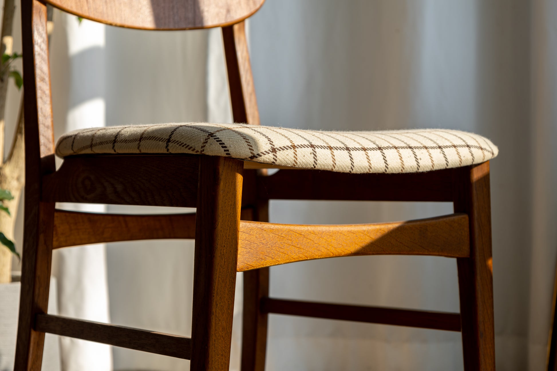 丹麥 中世紀 柚木 格紋 餐椅 OLDANMARK