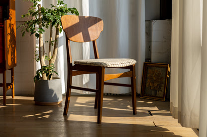 丹麥 中世紀 柚木 格紋 餐椅 OLDANMARK