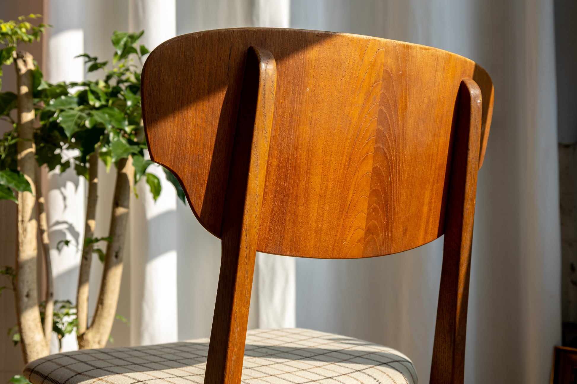 丹麥 中世紀 柚木 格紋 餐椅 OLDANMARK