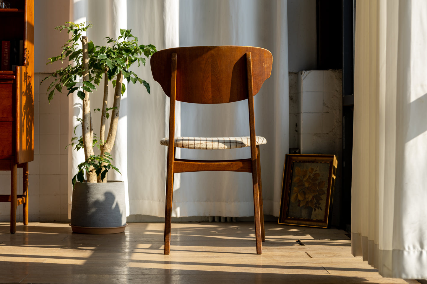 丹麥 中世紀 柚木 格紋 餐椅 OLDANMARK