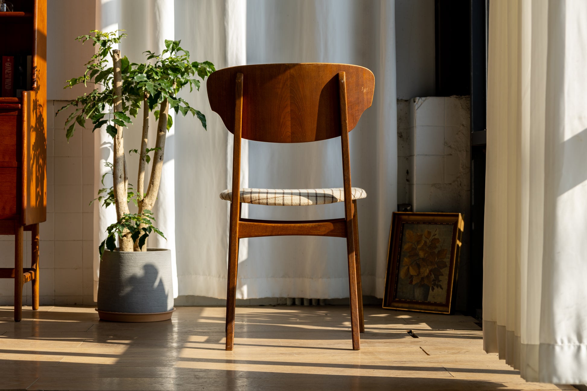 丹麥 中世紀 柚木 格紋 餐椅 OLDANMARK