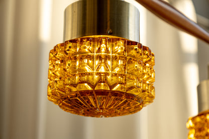 Vitrika 琥珀色 幾何壓紋 雙頭吊燈 OLDANMARK