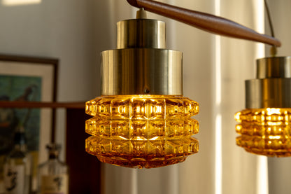 Vitrika 琥珀色 幾何壓紋 雙頭吊燈 OLDANMARK