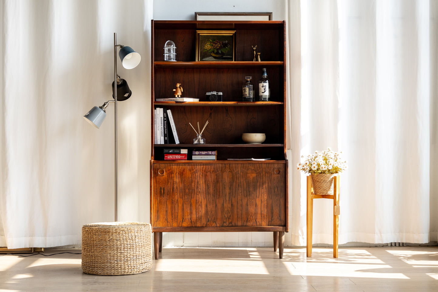 Farsø Møbelfabrik 丹麥 玫瑰木 滑門 高書櫃 OLDANMARK