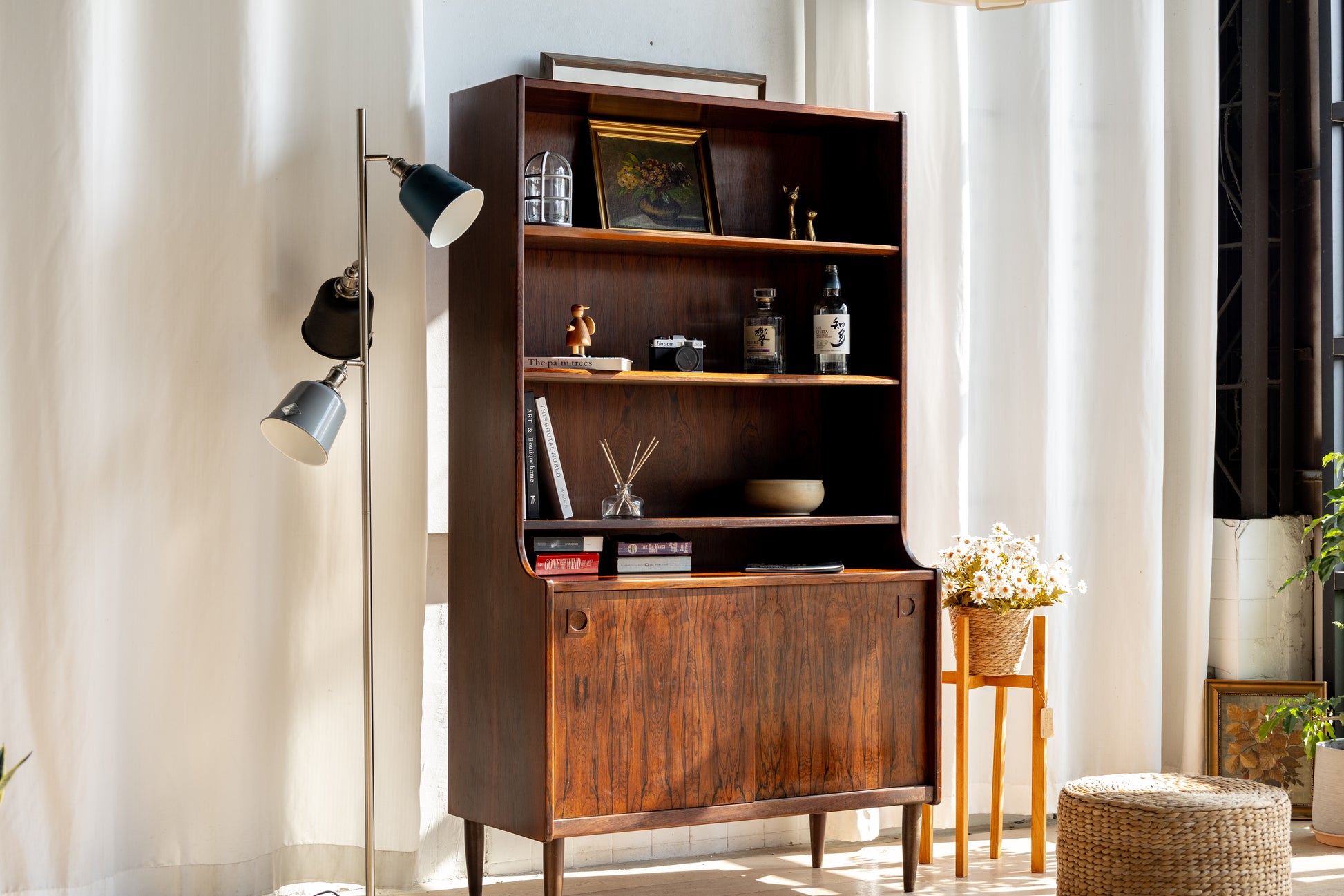 Farsø Møbelfabrik 丹麥 玫瑰木 滑門 高書櫃 OLDANMARK