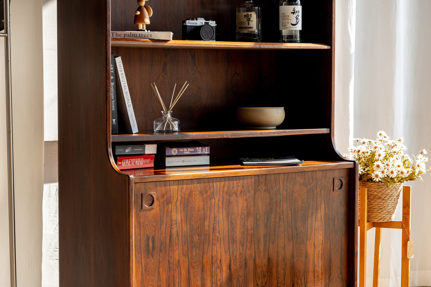 Farsø Møbelfabrik 丹麥 玫瑰木 滑門 高書櫃 OLDANMARK