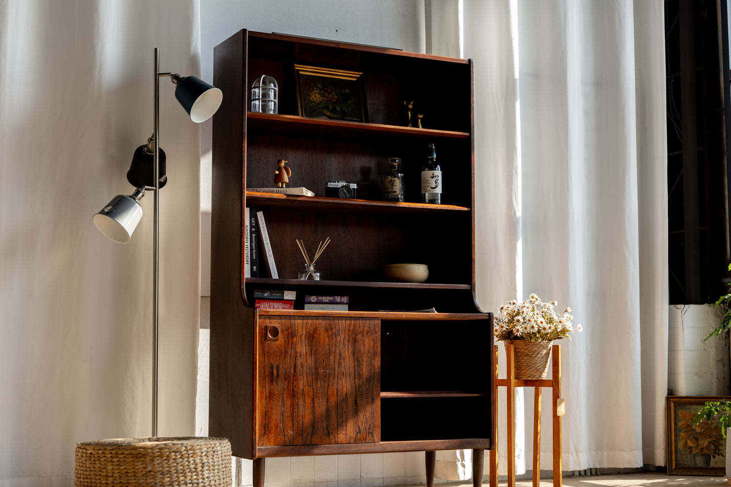 Farsø Møbelfabrik 丹麥 玫瑰木 滑門 高書櫃 OLDANMARK