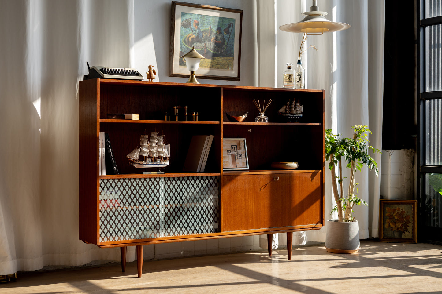 丹麥 柚木 多功能 展示邊櫃 OLDANMARK