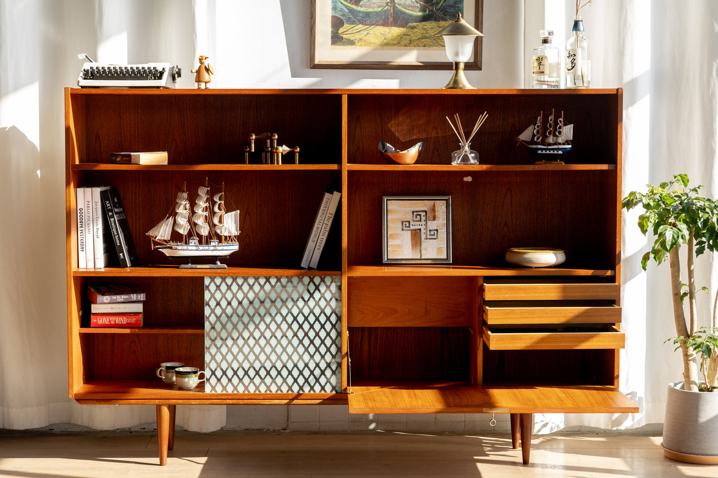 丹麥 柚木 多功能 展示邊櫃 OLDANMARK