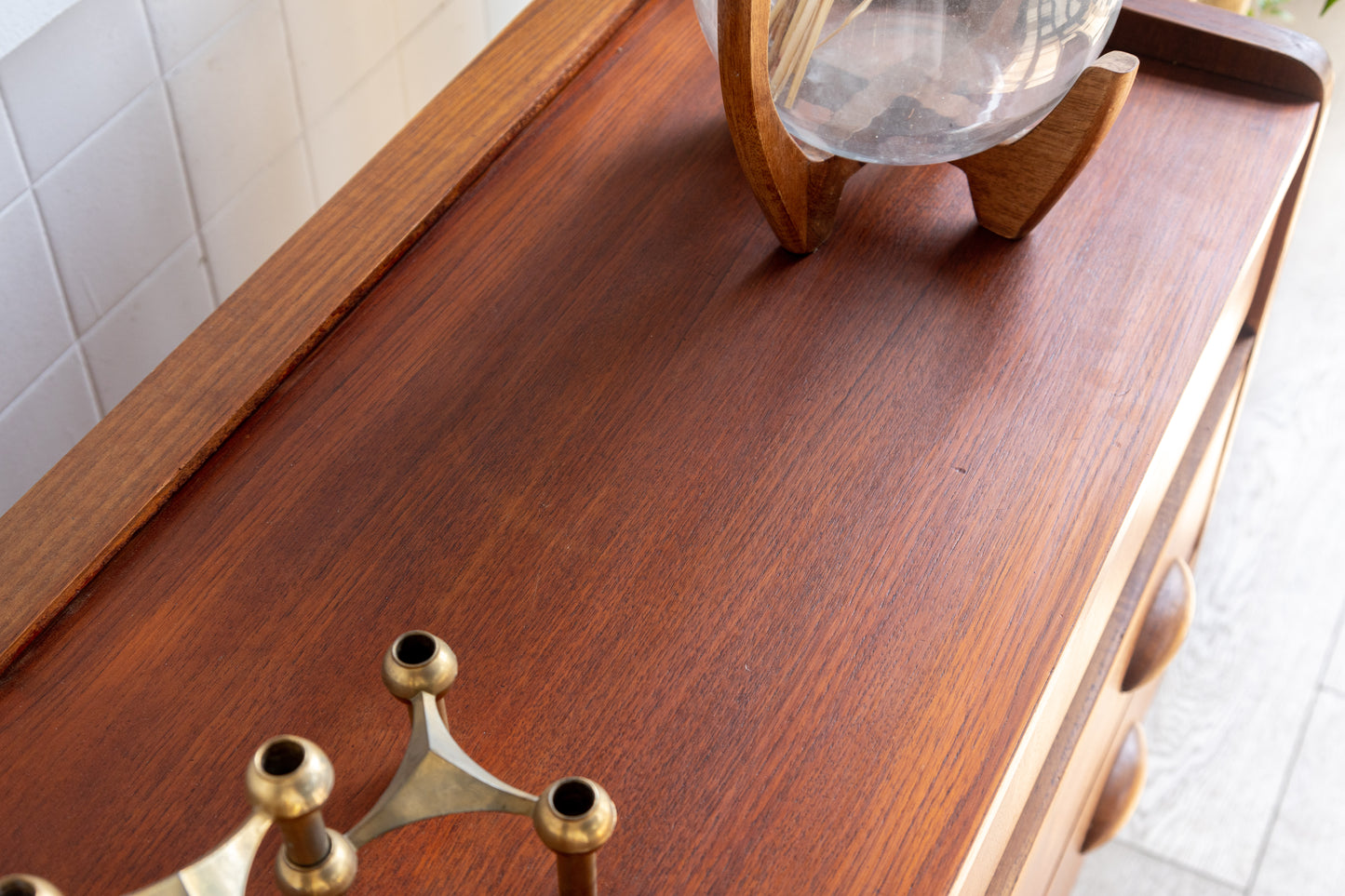 丹麥 柚木 上翻式 鏡面 化妝 寫字櫃 OLDANMARK