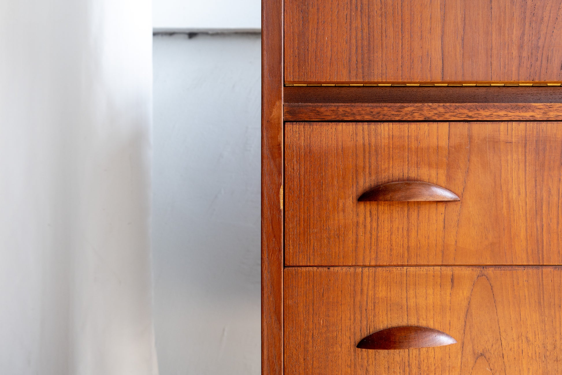 丹麥 柚木 上翻式 鏡面 化妝 寫字櫃 OLDANMARK