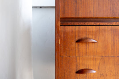 丹麥 柚木 上翻式 鏡面 化妝 寫字櫃 OLDANMARK