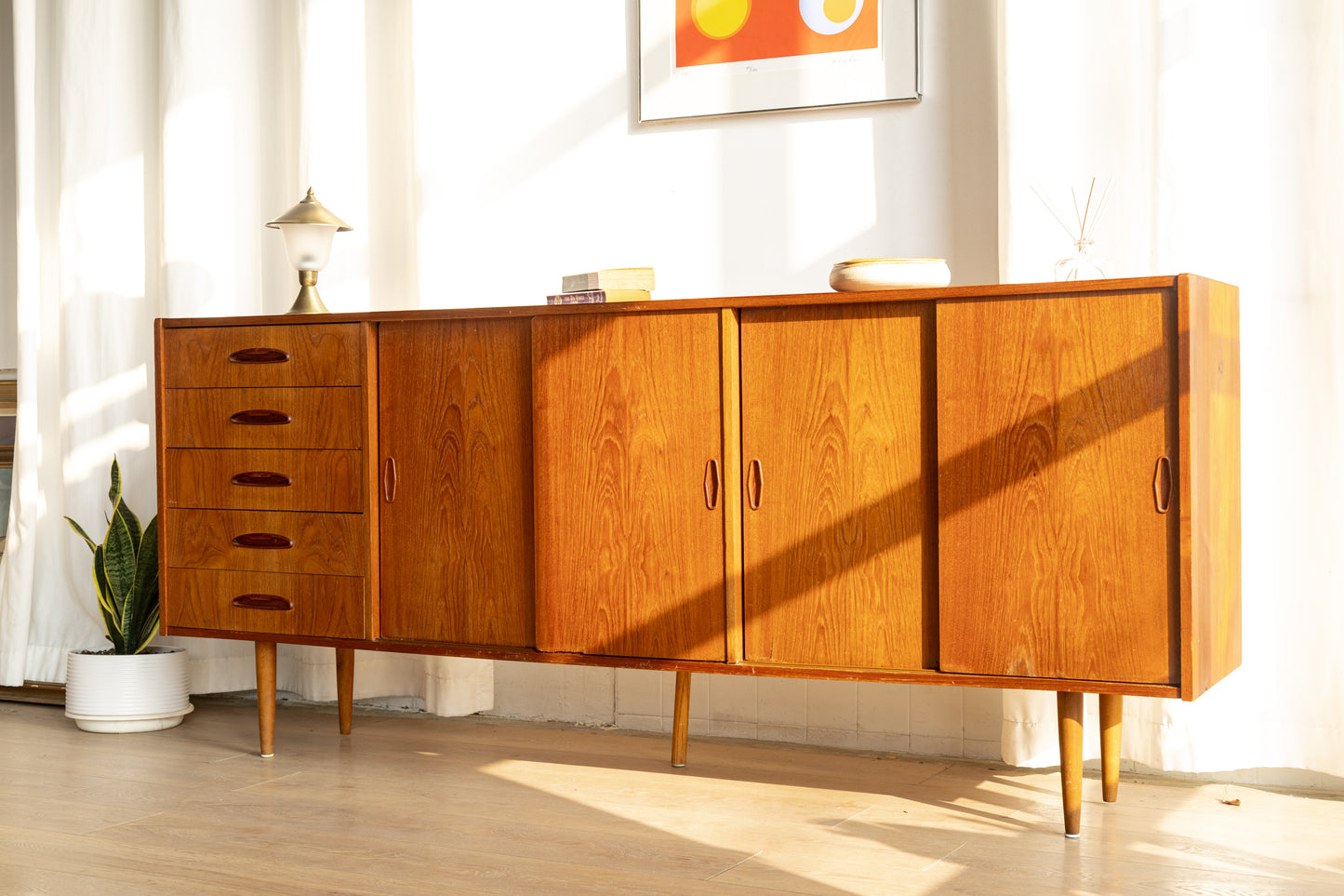 丹麥 柚木 長型 拉門 邊櫃 OLDANMARK