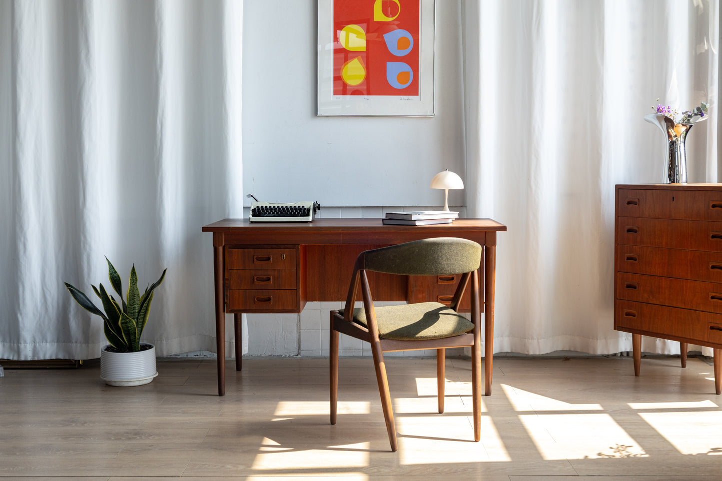 丹麥 柚木 雙邊抽屜 辦公桌 OLDANMARK