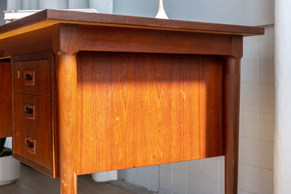 丹麥 柚木 雙邊抽屜 辦公桌 OLDANMARK