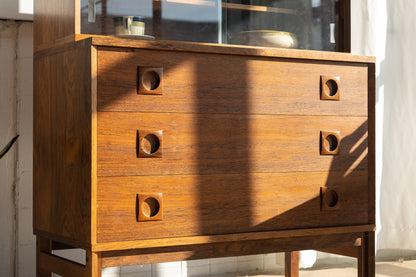 丹麥 玫瑰木 兩件式 玻璃 展示櫃 OLDANMARK