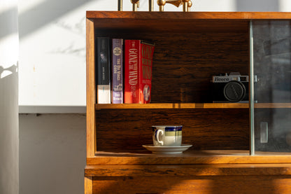 丹麥 玫瑰木 兩件式 玻璃 展示櫃 OLDANMARK