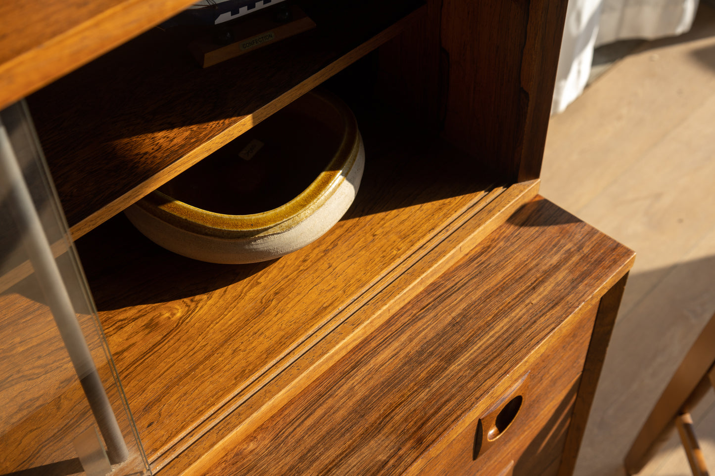 丹麥 玫瑰木 兩件式 玻璃 展示櫃 OLDANMARK