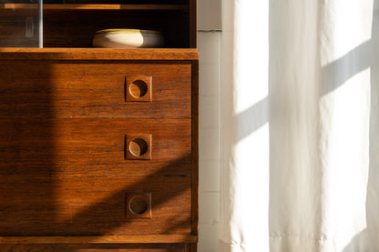 丹麥 玫瑰木 兩件式 玻璃 展示櫃 OLDANMARK