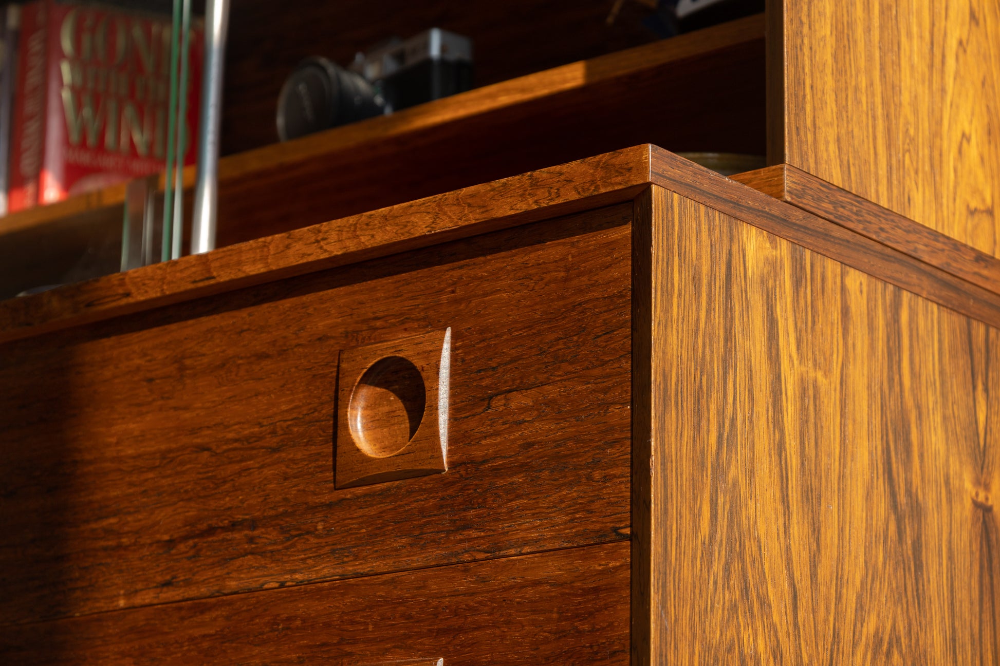 丹麥 玫瑰木 兩件式 玻璃 展示櫃 OLDANMARK