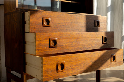 丹麥 玫瑰木 兩件式 玻璃 展示櫃 OLDANMARK