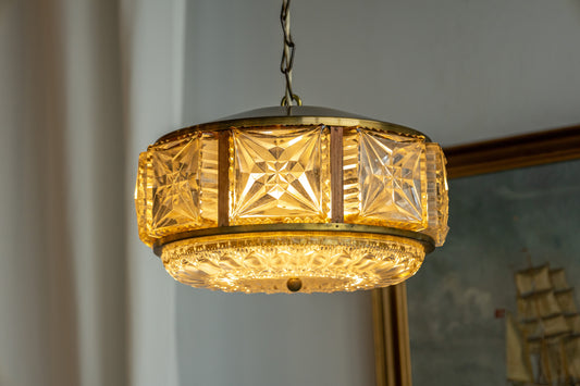 丹麥 銅質幾何水晶吊燈 OLDANMARK
