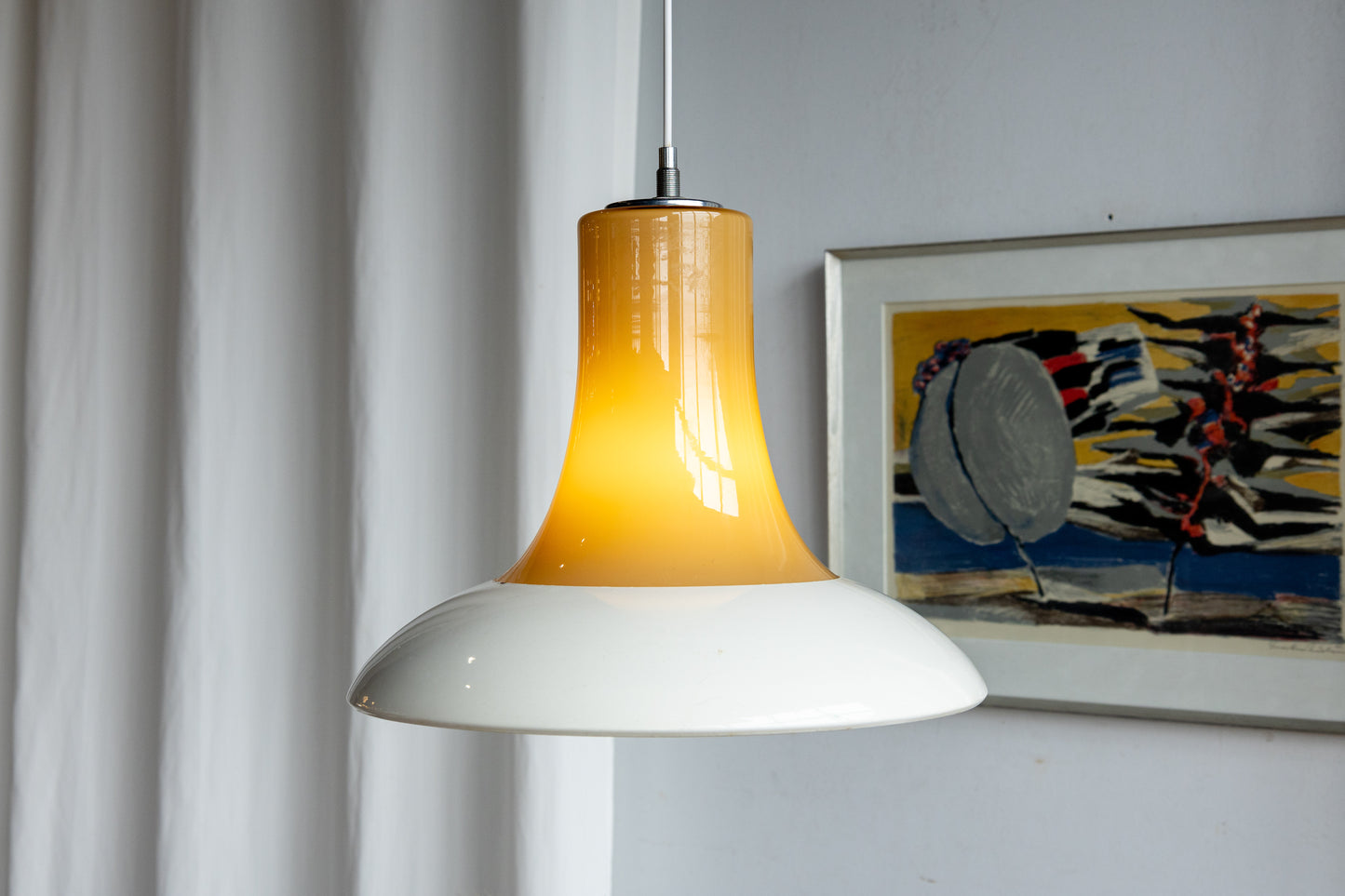 Wiktor Berndt Flygsfors 琥珀套色玻璃 吊燈 OLDANMARK