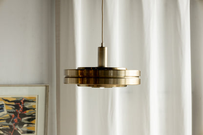 丹麥 黃銅 圓盤 雙層 吊燈 OLDANMARK