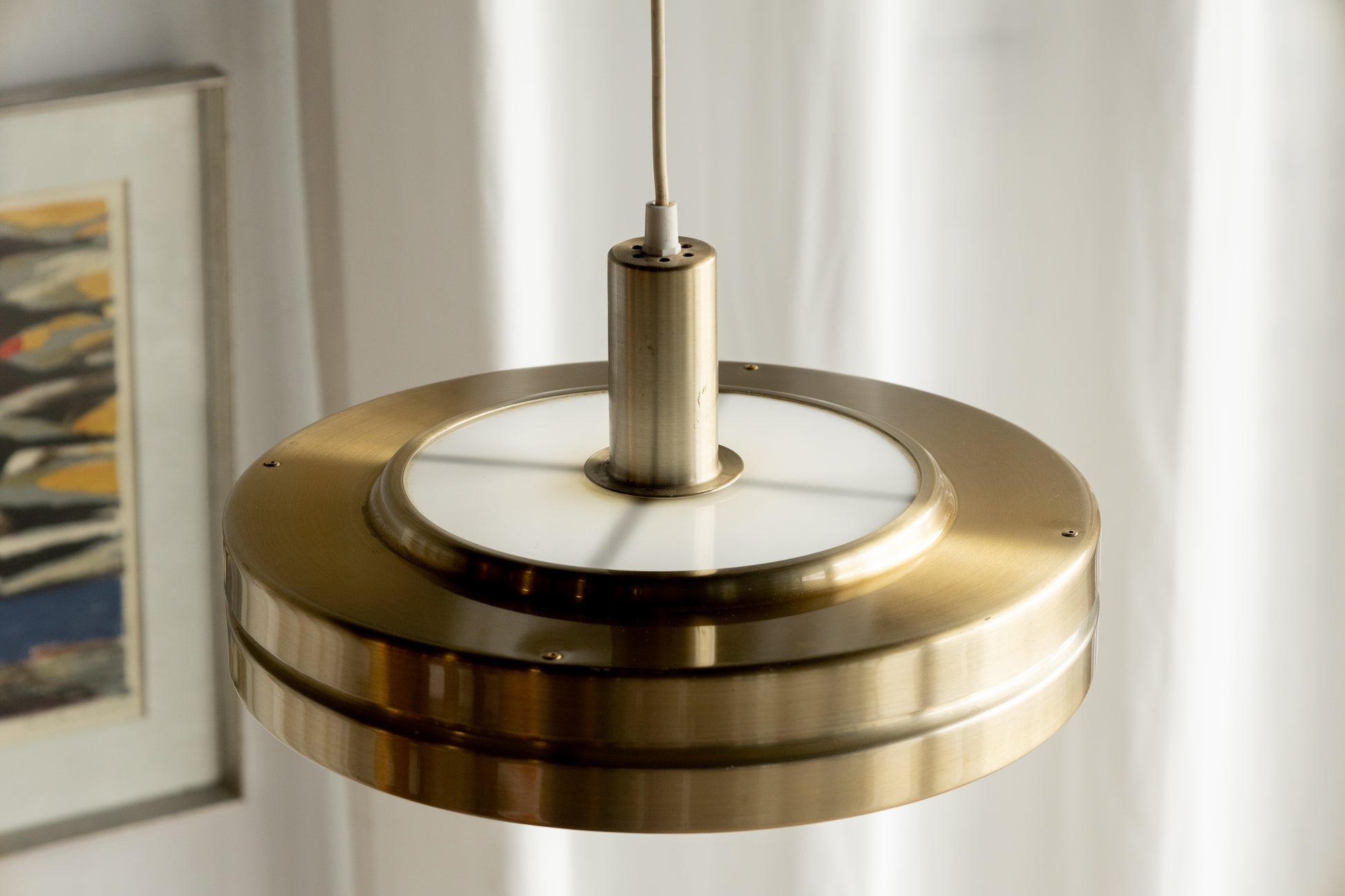 丹麥 黃銅 圓盤 雙層 吊燈 OLDANMARK